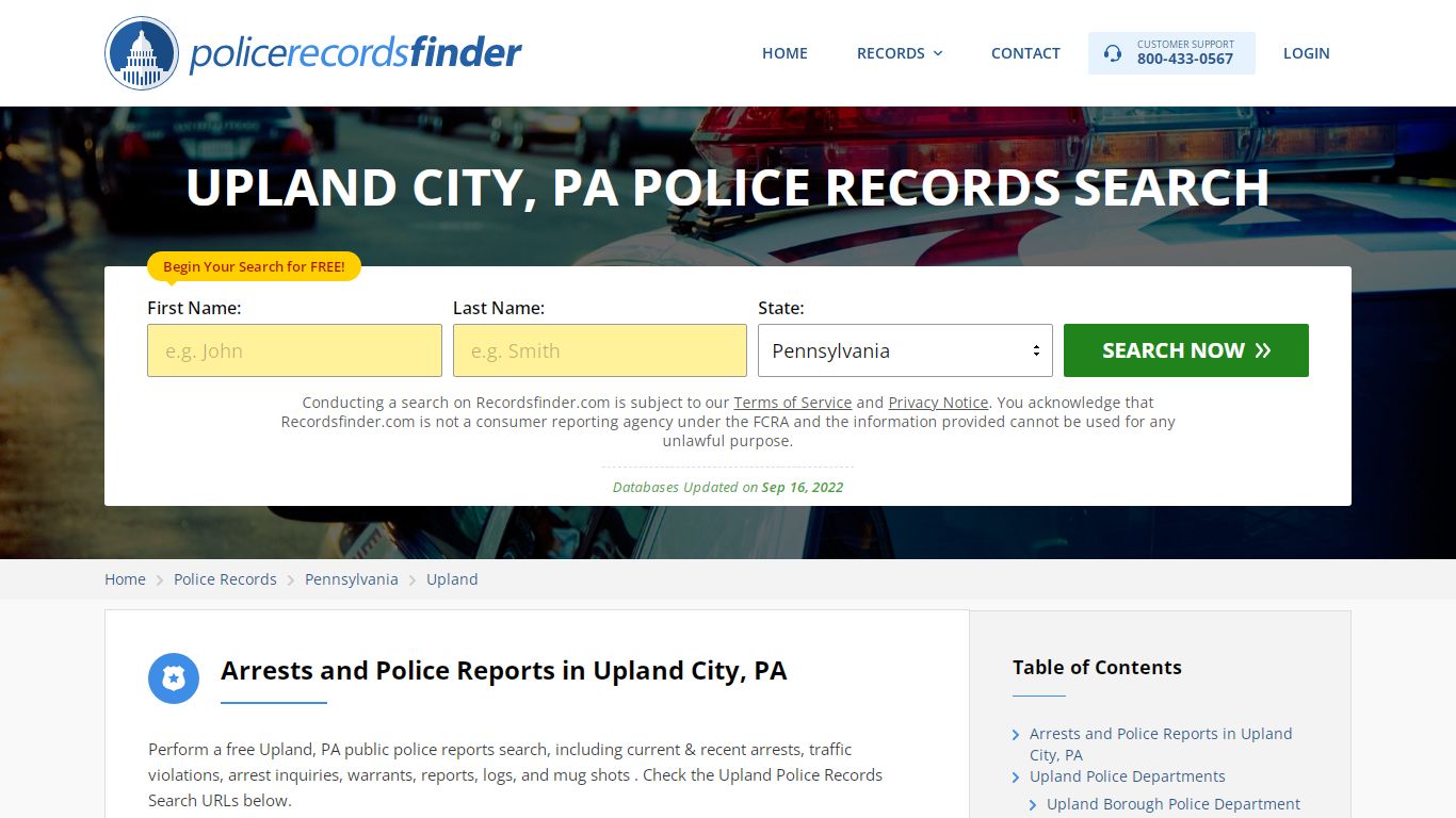 UPLAND CITY, PA POLICE RECORDS SEARCH - RecordsFinder